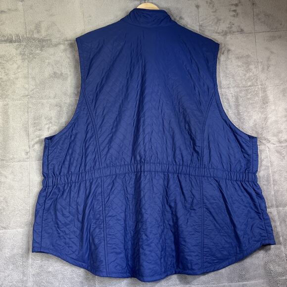 Blue Mountain Vest Women's 3X Blue Quilted Fleece Lined Pockets Cinched Waist - Picture 5 of 8
